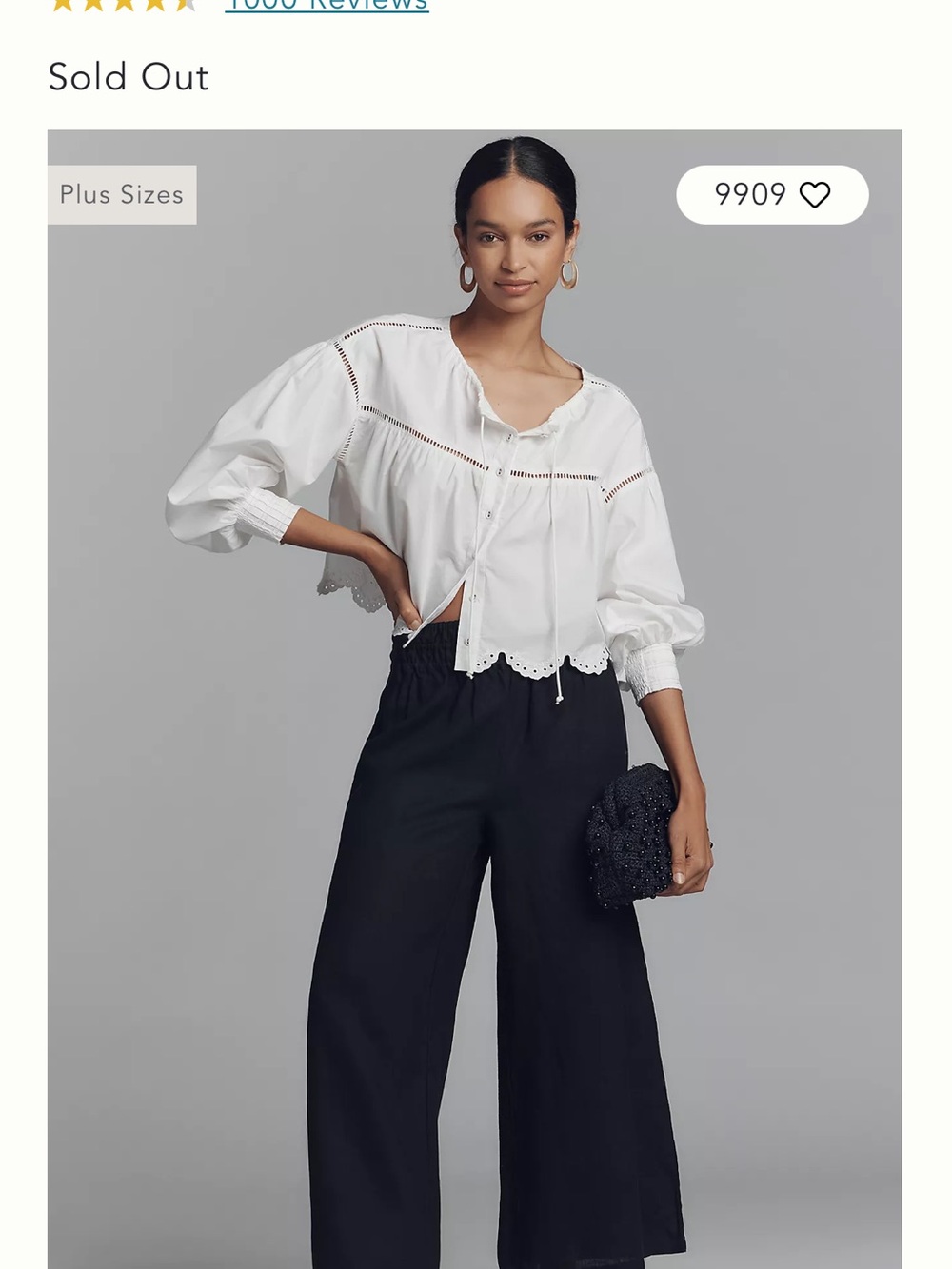 By Anthropologie Somerset pull on black cropped linen pants wide leg size MT